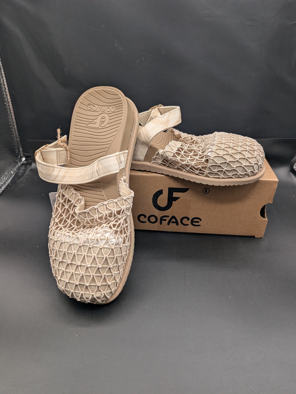 Women's Beige Net Knit Sandals